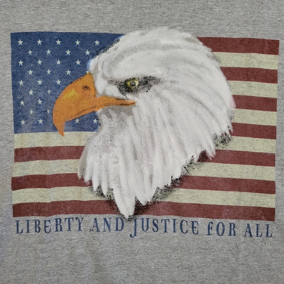 Vintage Liberty and Justice for All Bald Eagle, American Flag T-shirt - Picture 3 of 4
